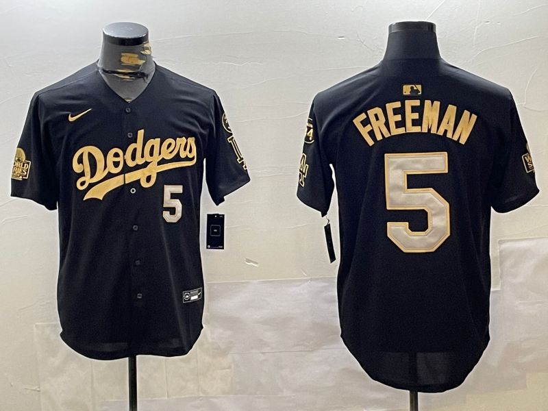 Men Los Angeles Dodgers #5 Freeman Black Gold Game 2024 Nike MLB Jersey style 12022